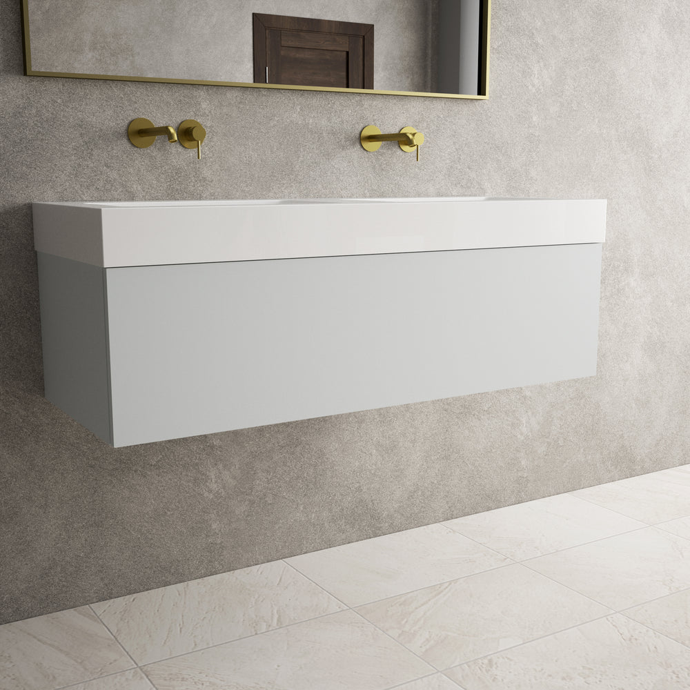 Raffinata One Drawer Vanity Unit With Beyondstone Double BLOC Basin - Matt Dove 1200mm