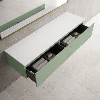 Raffinata Two Drawer Countertop Vanity Unit - Matt Light Green 1600mm