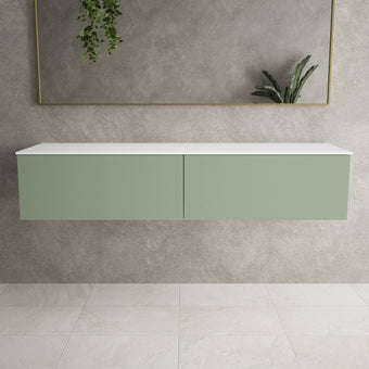 Raffinata Two Drawer Countertop Vanity Unit - Matt Light Green 1600mm