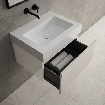 Raffinata One Drawer Vanity Unit  With Beyondstone BLOC Basin - Gloss Cashmere 600mm