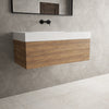 Raffinata One Drawer Vanity Unit With Beyondstone BLOC Basin - Oak 1000mm image