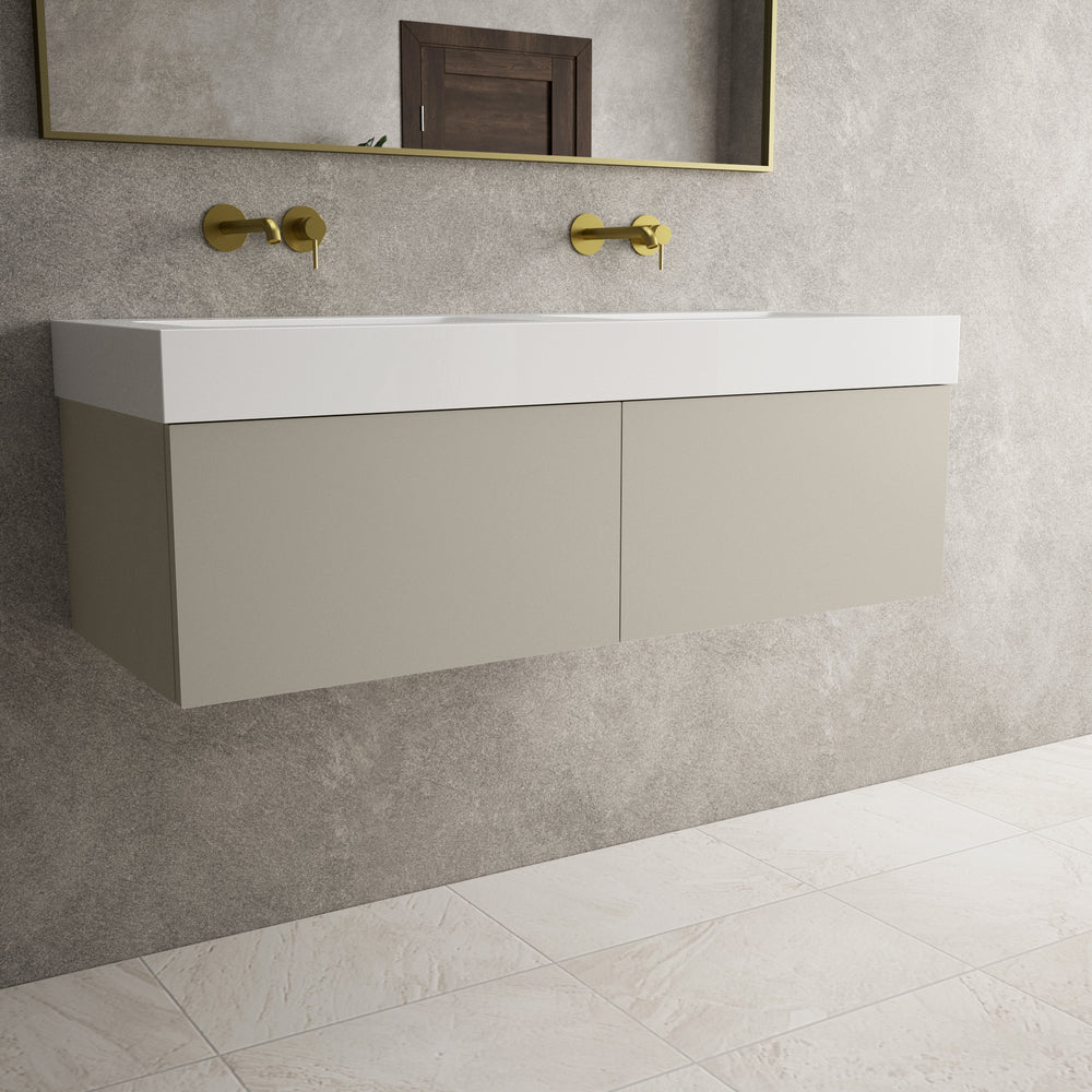 Raffinata Two Drawer Vanity Unit  With Beyondstone BLOC Double Basin - Matt Stone 1200mm