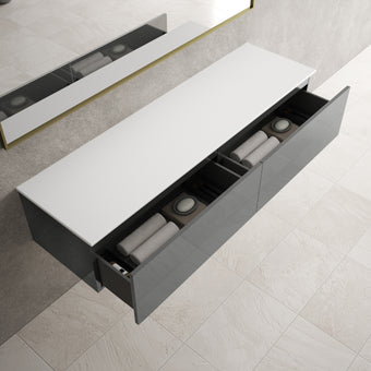 Raffinata Two Drawer Countertop Vanity Unit - Gloss Dust 1600mm