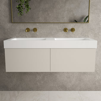 Raffinata Two Drawer Vanity Unit  With Beyondstone BLOC Double Basin - Matt Cashmere 1200mm