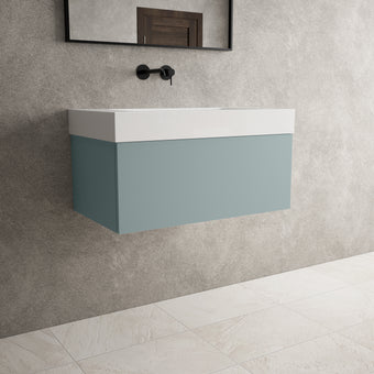 Raffinata One Drawer Vanity Unit With Beyondstone BLOC Basin - Matt Fjord 800mm