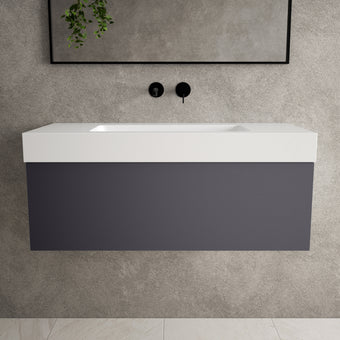 Raffinata One Drawer Vanity Unit With Beyondstone BLOC Basin - Matt Graphite 1000mm