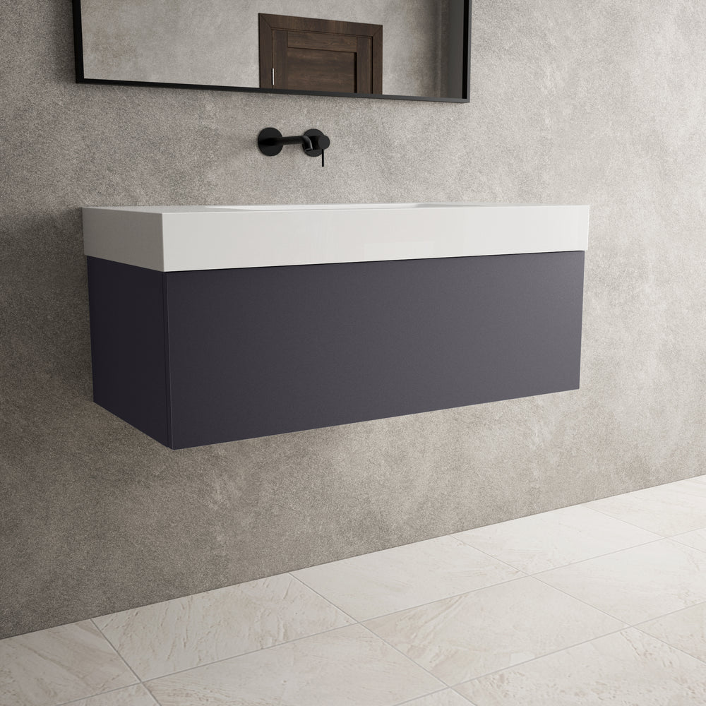 Raffinata One Drawer Vanity Unit With Beyondstone BLOC Basin - Matt Graphite 1000mm