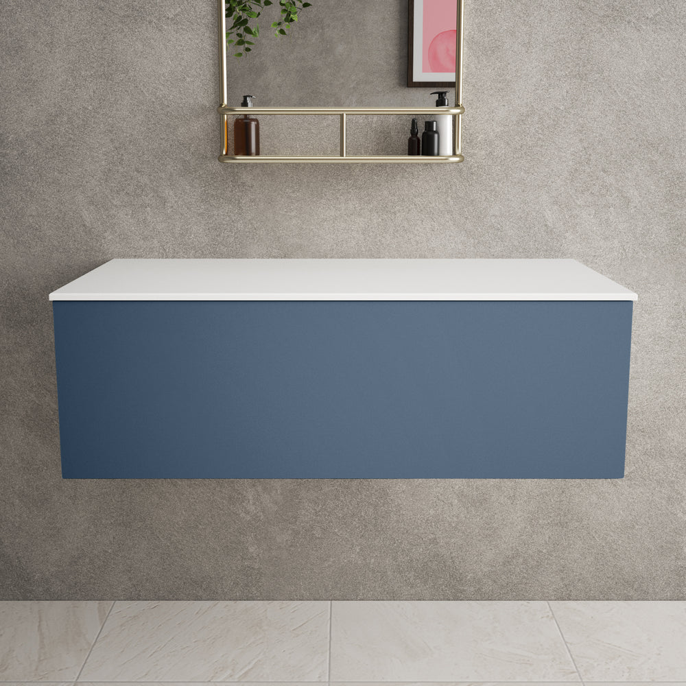 Raffinata Single Drawer Countertop Vanity Unit - Matt Navy 1000mm