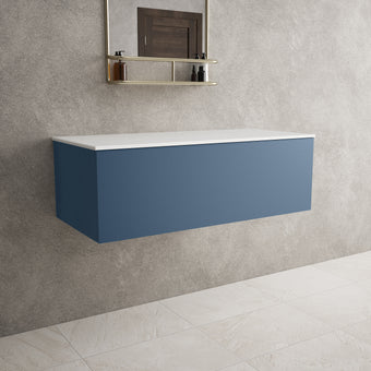 Raffinata Single Drawer Countertop Vanity Unit - Matt Navy 1000mm