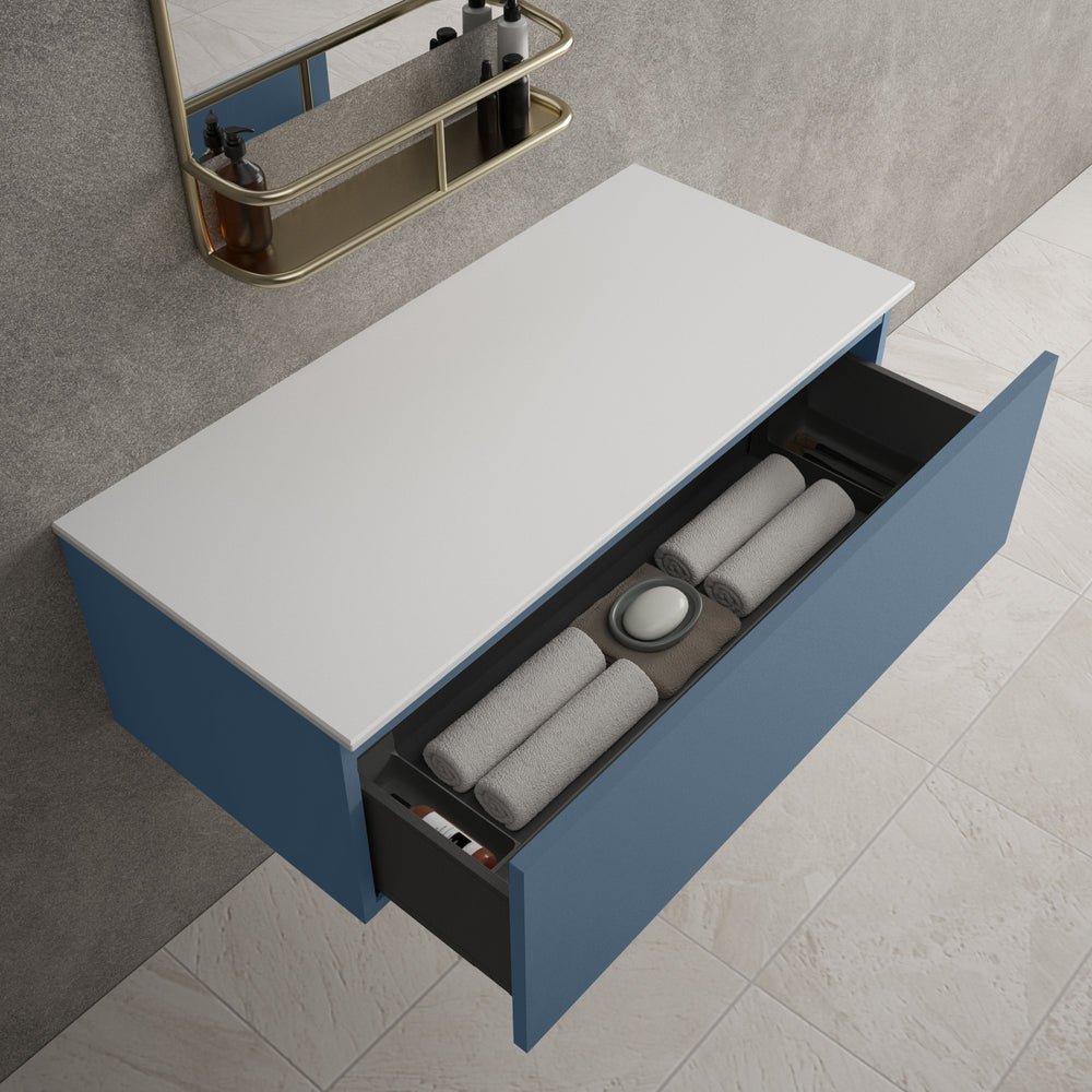 Raffinata Single Drawer Countertop Vanity Unit - Matt Navy 1000mm