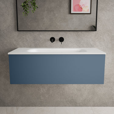 Raffinata One Drawer Vanity Unit With Beyondstone Basin - Matt Navy 1000mm
