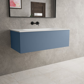 Raffinata One Drawer Vanity Unit With Beyondstone Basin - Matt Navy 1000mm
