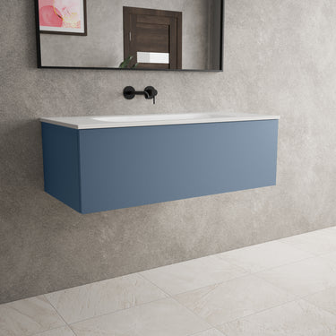 Raffinata One Drawer Vanity Unit With Beyondstone Basin - Matt Navy 1000mm