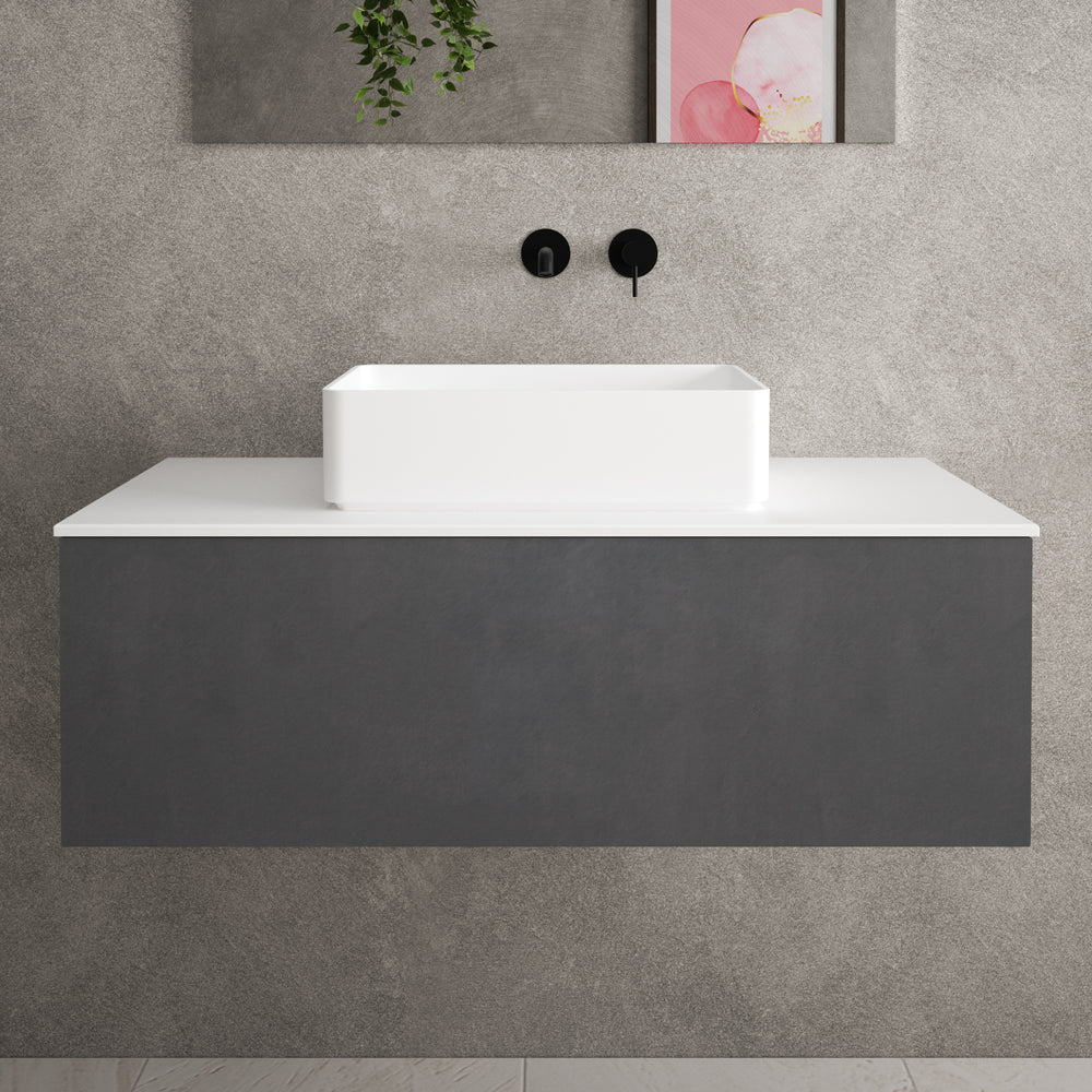 Raffinata Single Drawer Countertop Vanity Unit - Dark Concrete 1000mm