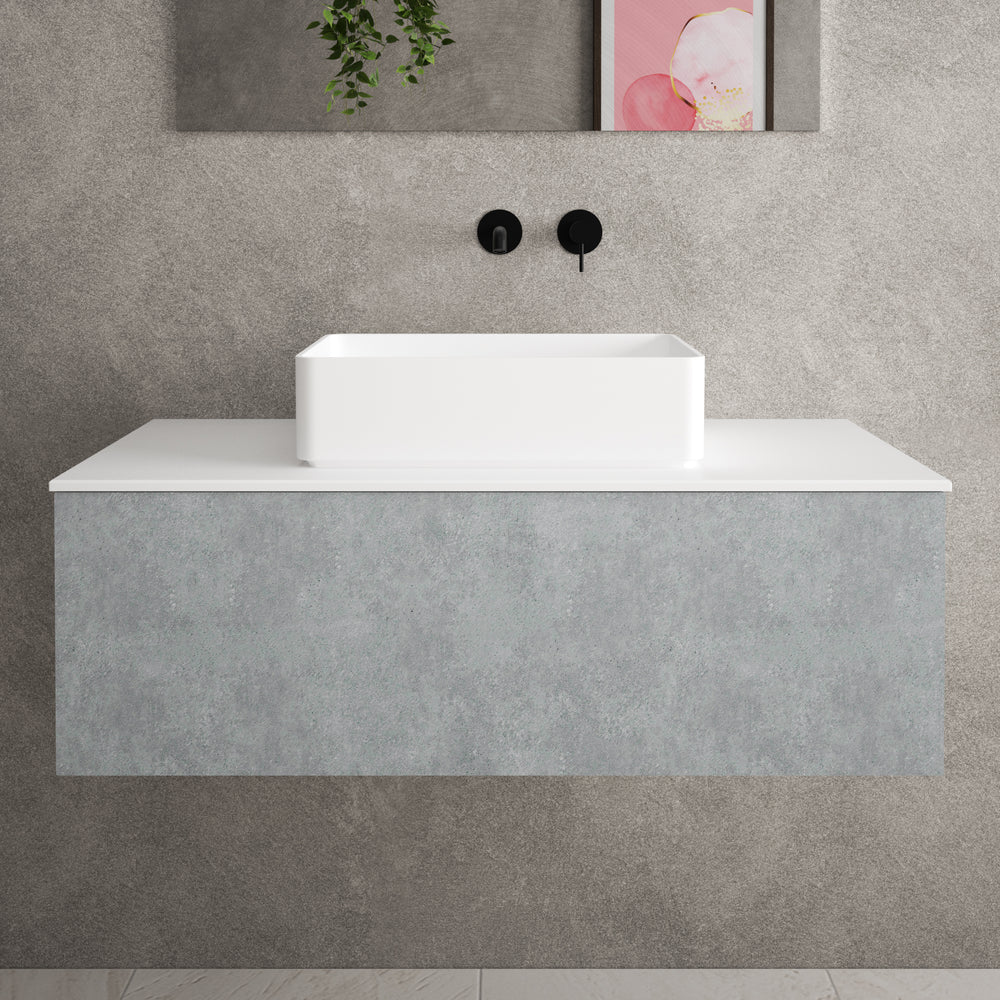 Raffinata Single Drawer Countertop Vanity Unit - Light Concrete 1000mm image