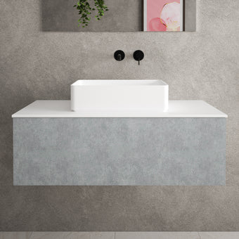 Raffinata Single Drawer Countertop Vanity Unit - Light Concrete 1000mm