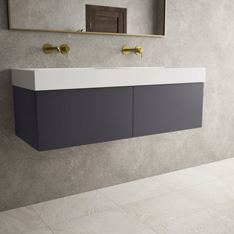 Raffinata Two Drawer Vanity Unit  With Beyondstone BLOC Double Basin - Matt Graphite 1200mm