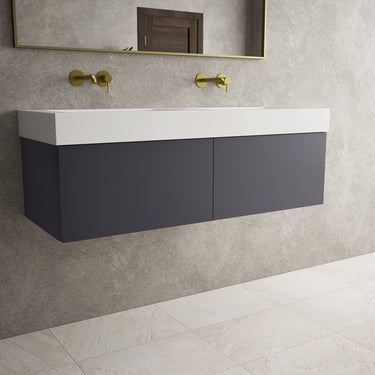 Raffinata Two Drawer Vanity Unit  With Beyondstone BLOC Double Basin - Matt Graphite 1200mm