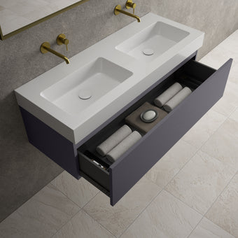 Raffinata One Drawer Vanity Unit With Beyondstone Double BLOC Basin - Matt Graphite 1200mm