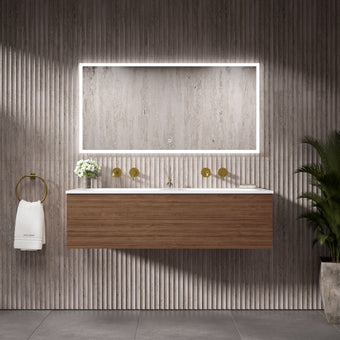 Raffinata One Drawer Vanity Unit With Beyondstone Double Basin - Walnut 1200mm