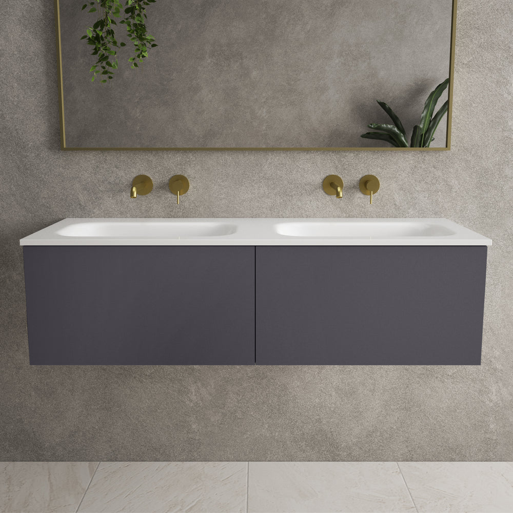 Raffinata Two Drawer Vanity Unit  With Beyondstone Double Basin - Matt Graphite 1200mm image