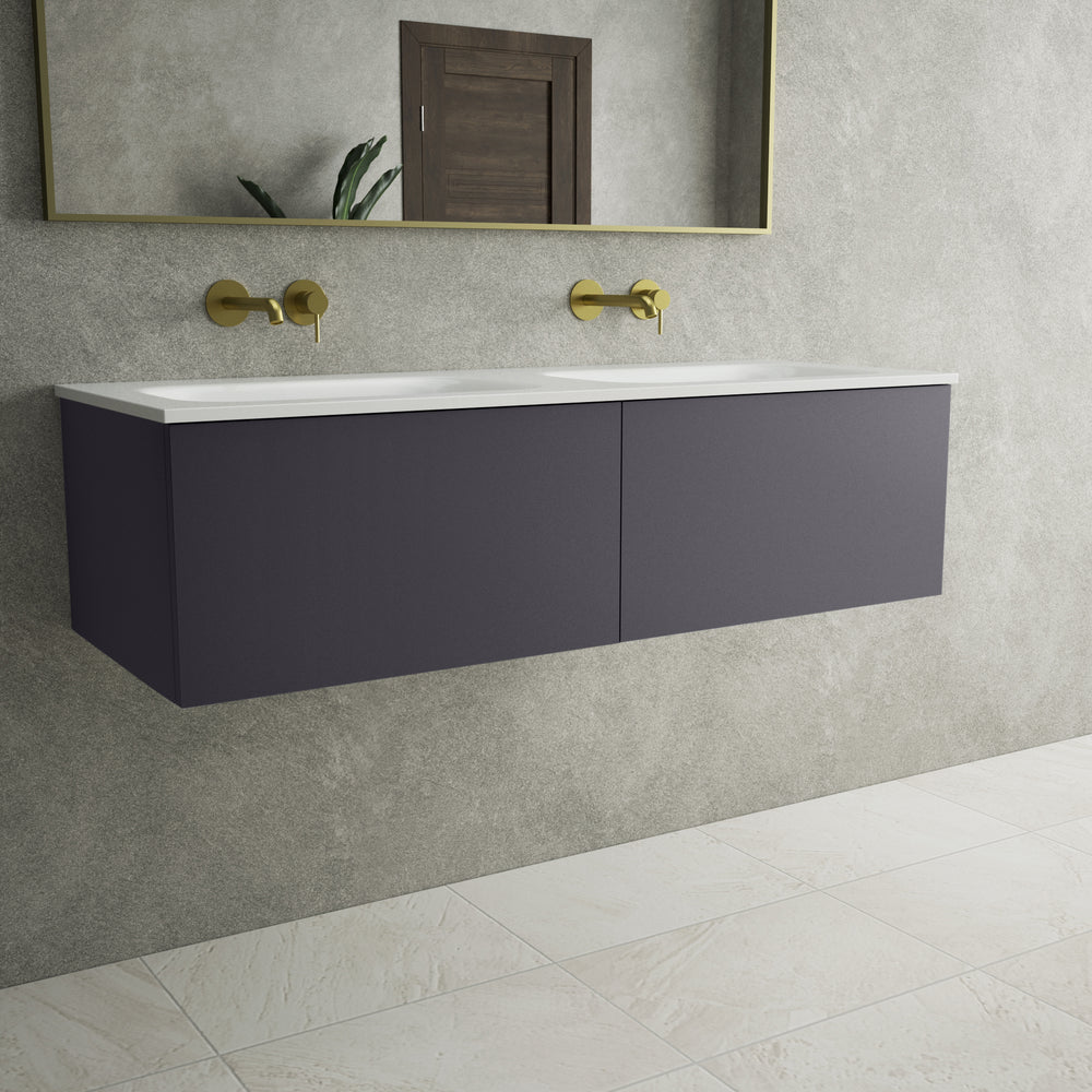 Raffinata Two Drawer Vanity Unit  With Beyondstone Double Basin - Matt Graphite 1200mm