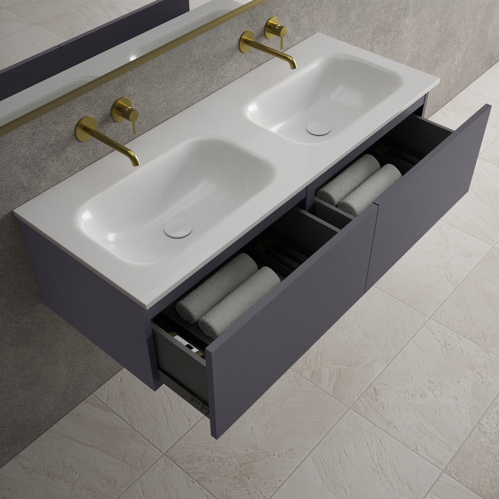 Raffinata Two Drawer Vanity Unit  With Beyondstone Double Basin - Matt Graphite 1200mm