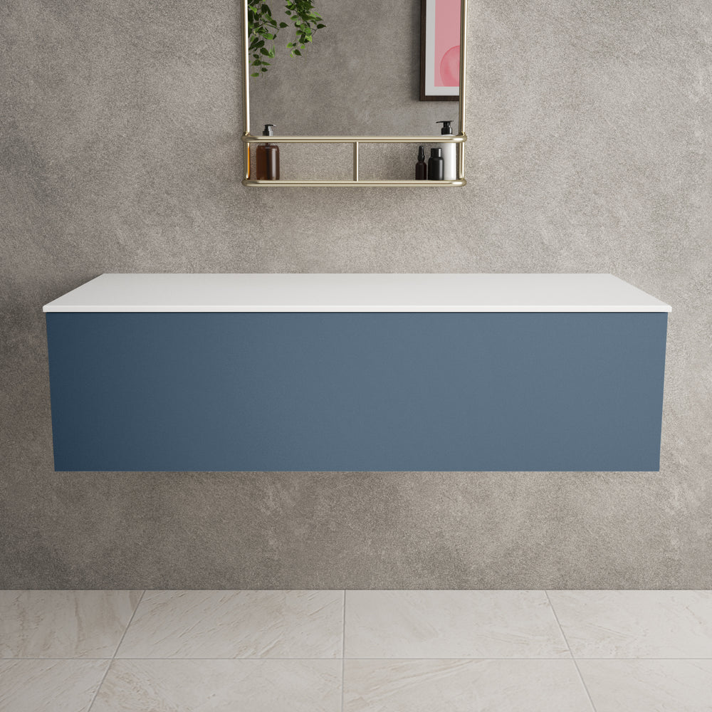 Raffinata Single Drawer Countertop Vanity Unit - Matt Navy 1200mm
