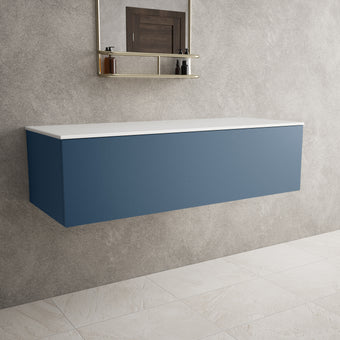 Raffinata Single Drawer Countertop Vanity Unit - Matt Navy 1200mm