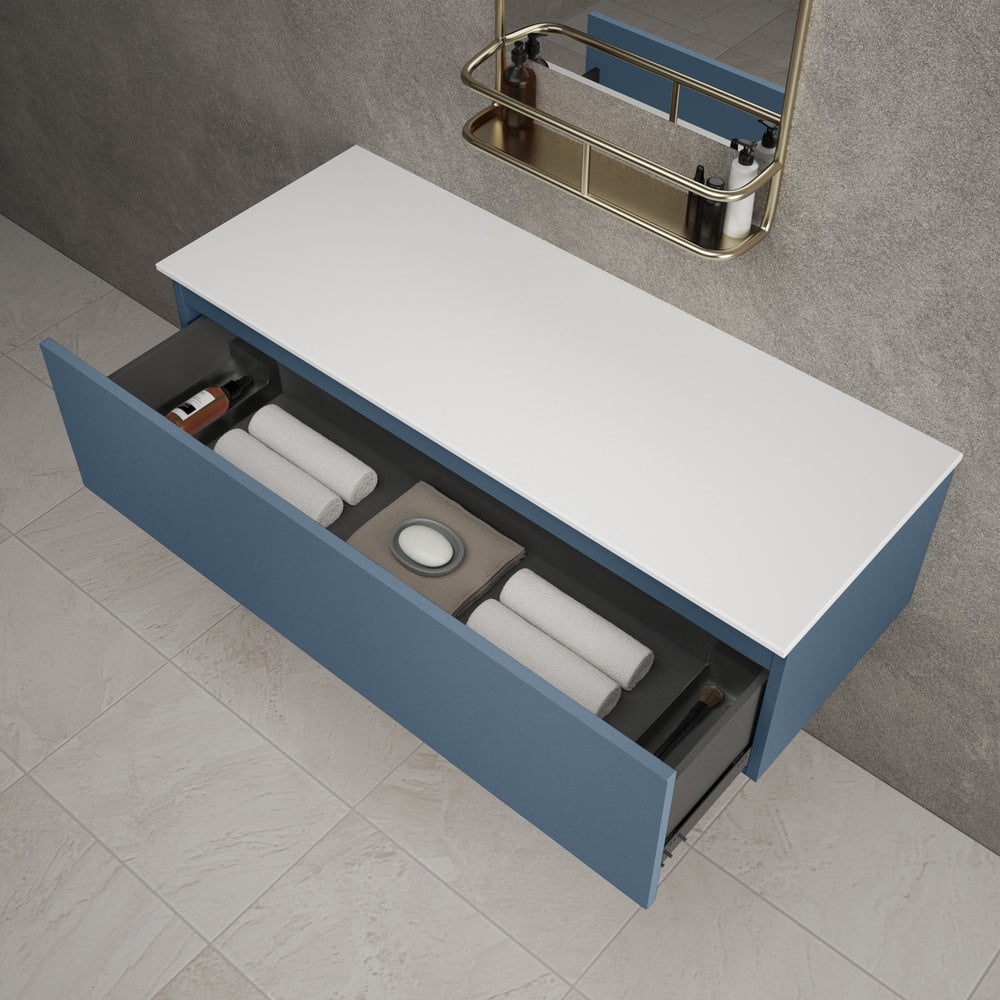 Raffinata Single Drawer Countertop Vanity Unit - Matt Navy 1200mm