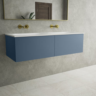 Raffinata Two Drawer Vanity Unit  With Beyondstone Double Basin - Matt Navy 1200mm