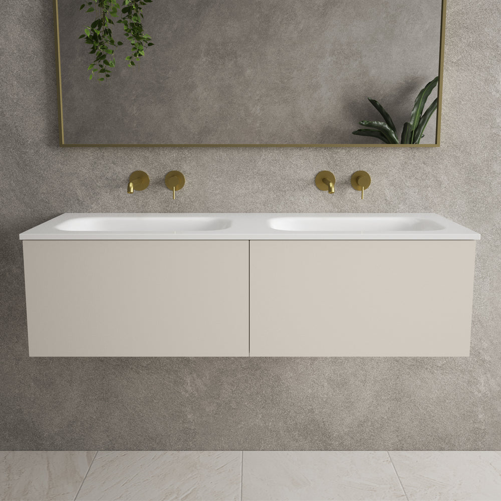 Raffinata Two Drawer Vanity Unit  With Beyondstone Double Basin - Matt Cashmere 1200mm image