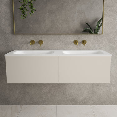 Raffinata Two Drawer Vanity Unit  With Beyondstone Double Basin - Matt Cashmere 1200mm