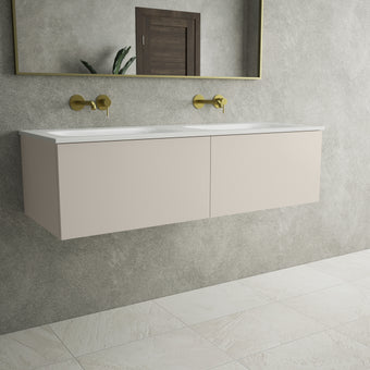 Raffinata Two Drawer Vanity Unit  With Beyondstone Double Basin - Matt Cashmere 1200mm