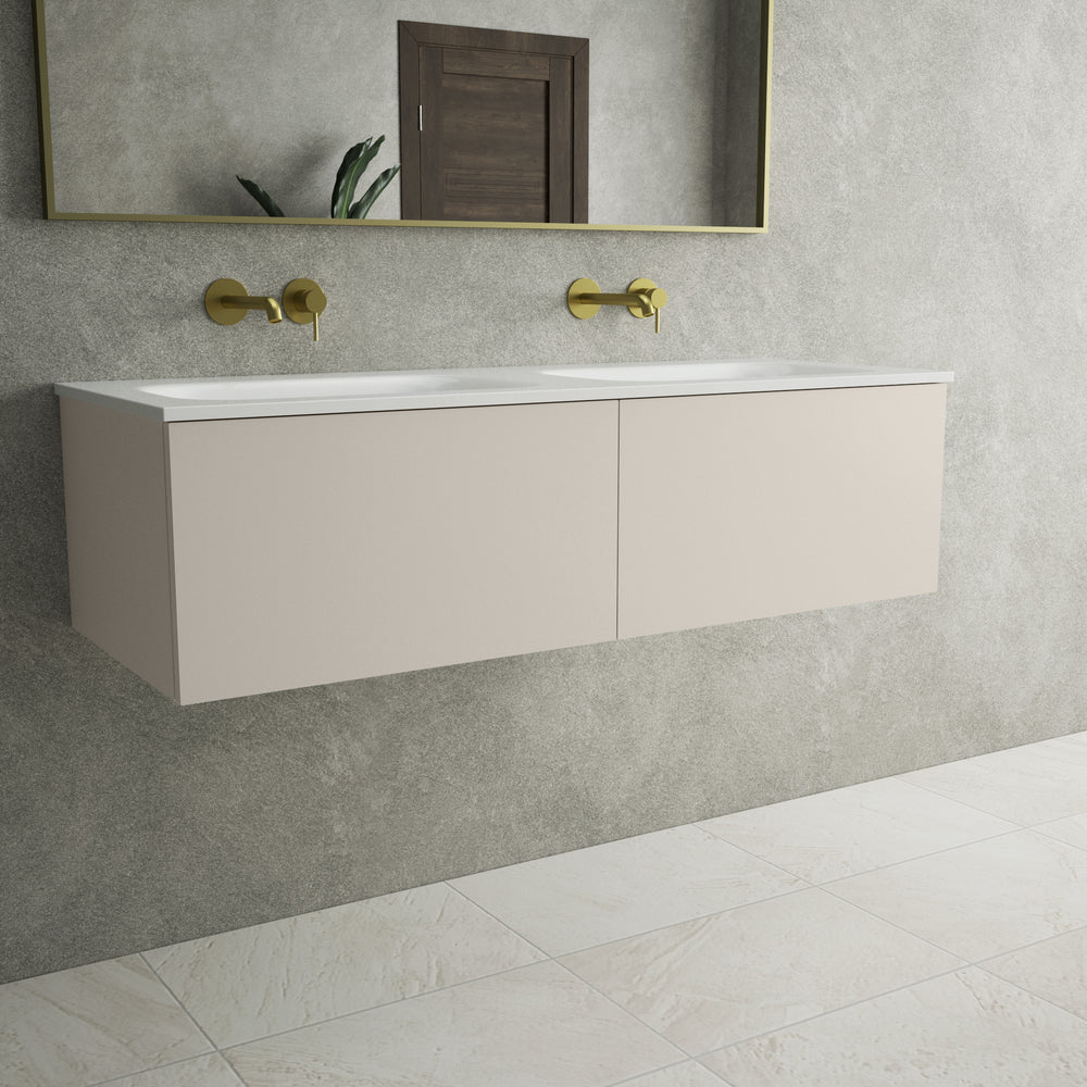 Raffinata Two Drawer Vanity Unit  With Beyondstone Double Basin - Matt Cashmere 1200mm