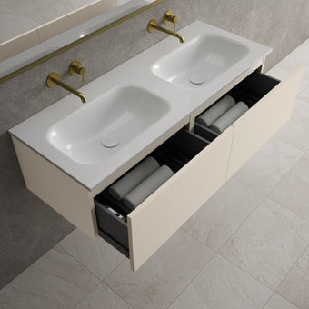 Raffinata Two Drawer Vanity Unit  With Beyondstone Double Basin - Matt Cashmere 1200mm