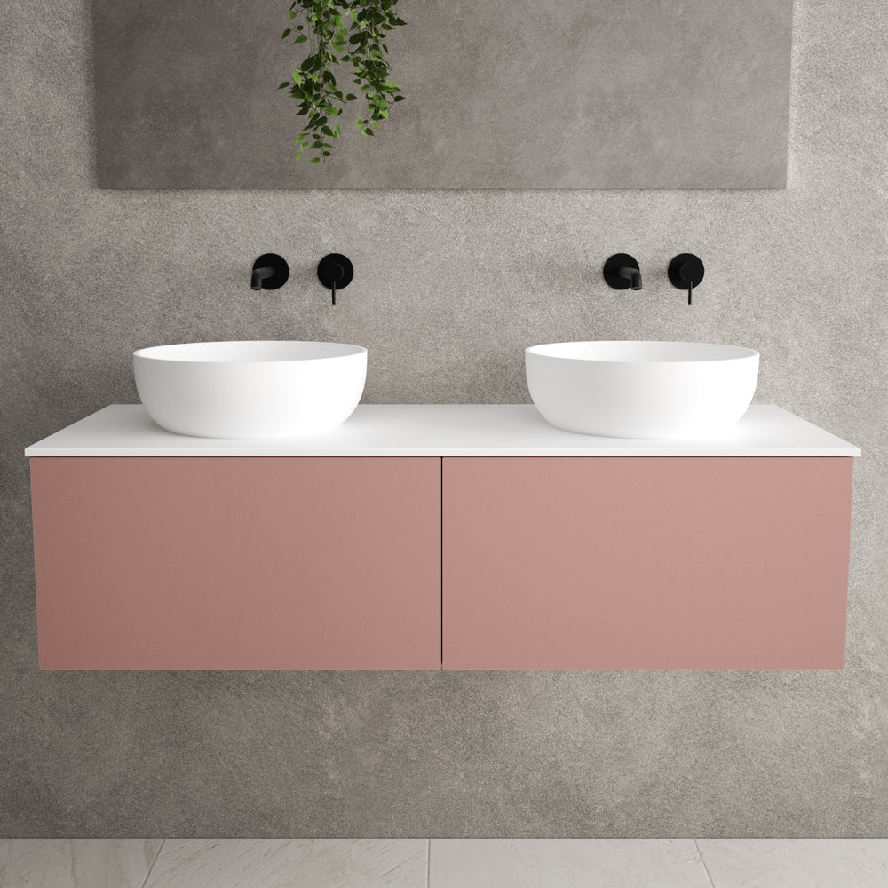 Raffinata Two Drawer Countertop Vanity Unit - Matt Pink 1200mm image