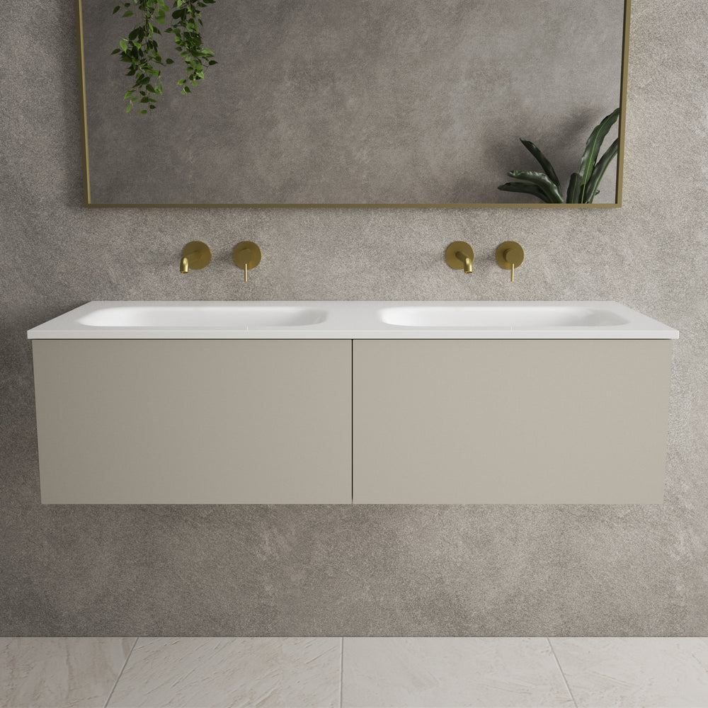 Raffinata Two Drawer Vanity Unit  With Beyondstone Double Basin - Matt Stone 1200mm image