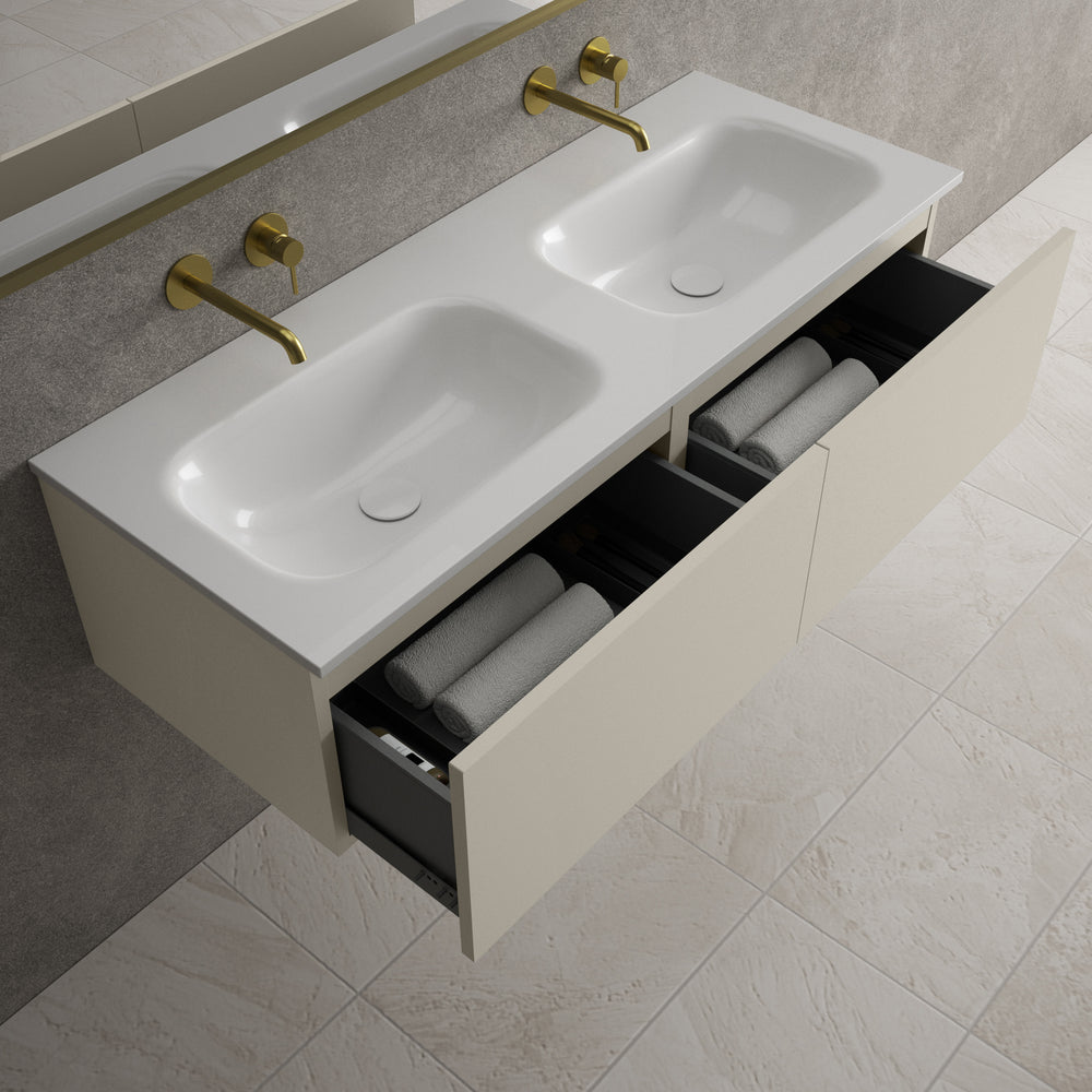 Raffinata Two Drawer Vanity Unit  With Beyondstone Double Basin - Matt Stone 1200mm