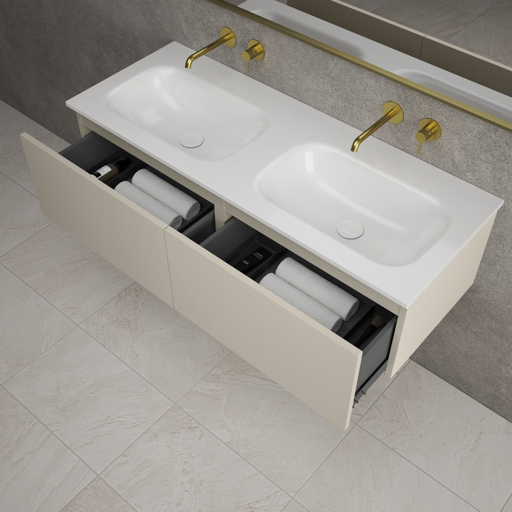 Raffinata Two Drawer Vanity Unit  With Beyondstone Double Basin - Matt Stone 1200mm