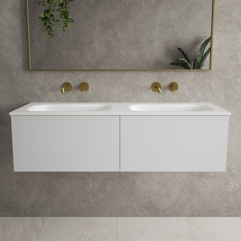 Raffinata Two Drawer Vanity Unit  With Beyondstone Double Basin - Matt Dove 1200mm