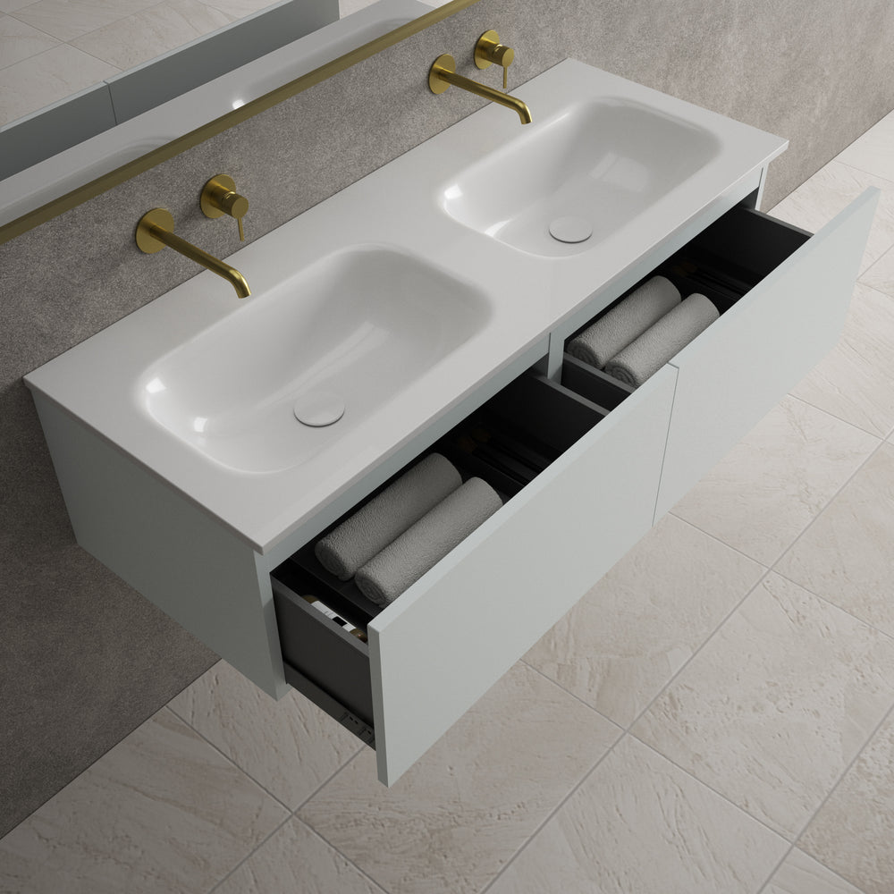 Raffinata Two Drawer Vanity Unit  With Beyondstone Double Basin - Matt Dove 1200mm