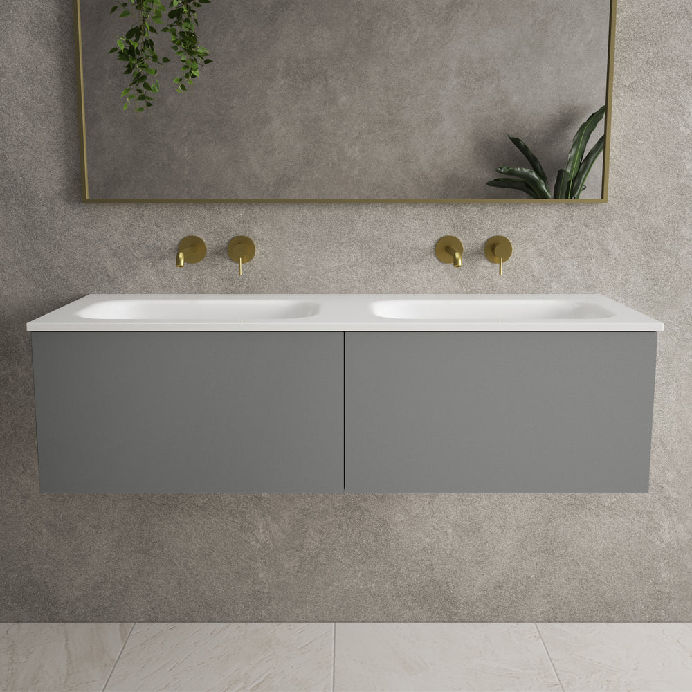 Raffinata Two Drawer Vanity Unit  With Beyondstone Double Basin - Matt Dust 1200mm