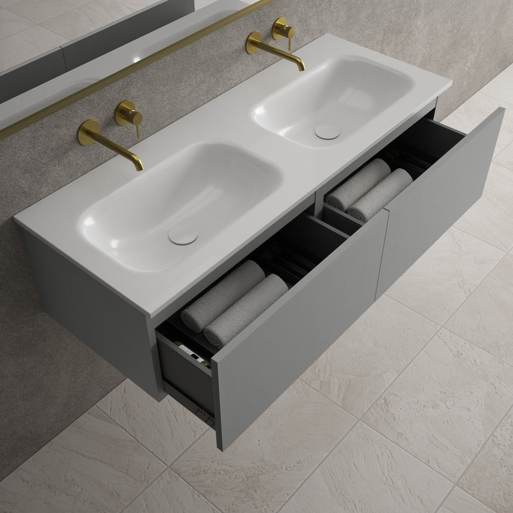 Raffinata Two Drawer Vanity Unit  With Beyondstone Double Basin - Matt Dust 1200mm