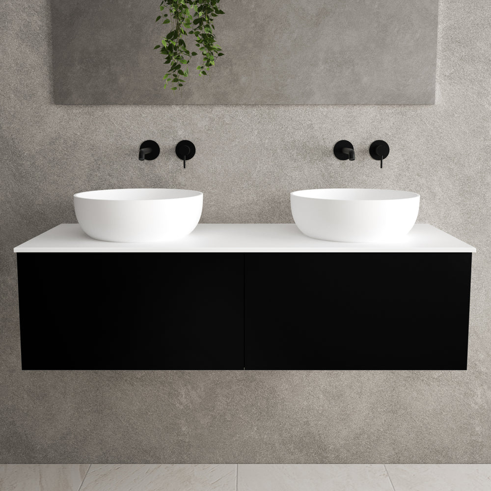 Raffinata Two Drawer Countertop Vanity Unit - Matt Black 1200mm image