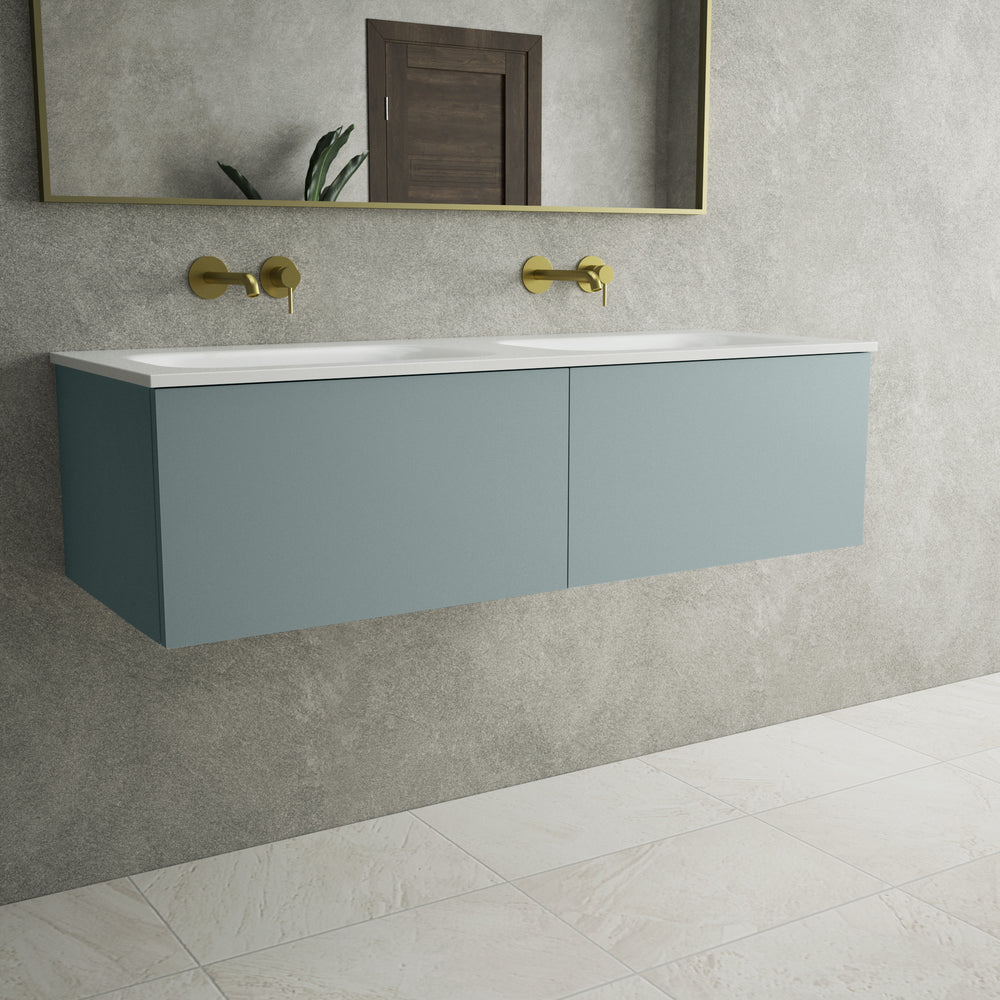 Raffinata Two Drawer Vanity Unit  With Beyondstone Double Basin - Matt Fjord 1200mm