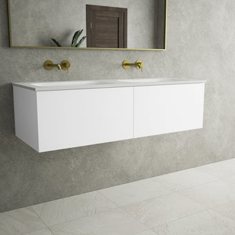 Raffinata Two Drawer Vanity Unit  With Beyondstone Double Basin - Matt White 1200mm