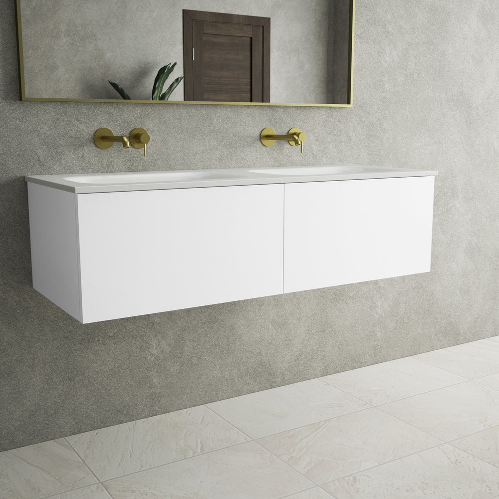 Raffinata Two Drawer Vanity Unit  With Beyondstone Double Basin - Matt White 1200mm