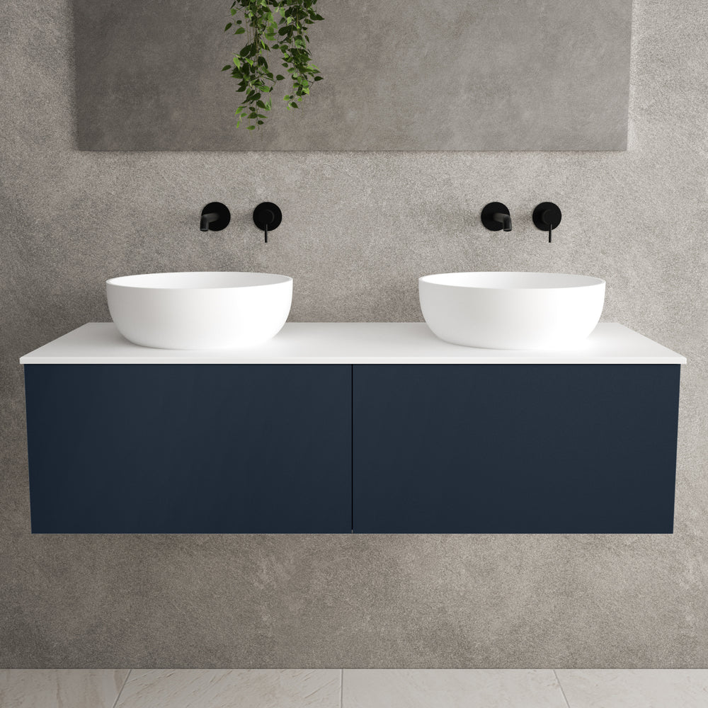 Raffinata Two Drawer Countertop Vanity Unit - Matt Indigo 1200mm image