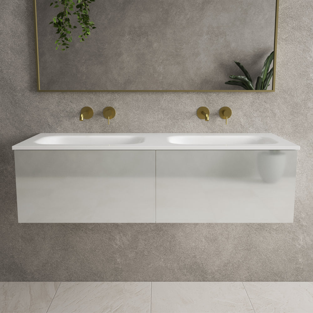 Raffinata Two Drawer Vanity Unit  With Beyondstone Double Basin - Gloss Dove 1200mm